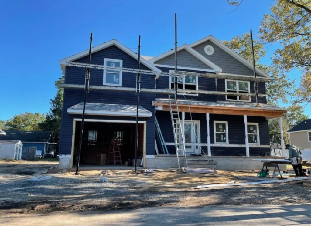 Gray siding suburban home